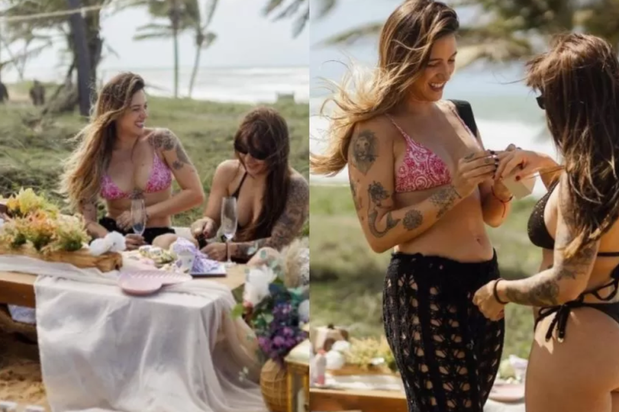 Tati Dias pede Lauana Prado em casamento durante viagem romântica